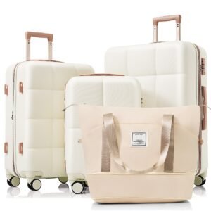 4-piece Suitcase Set With USB Port, Expandable